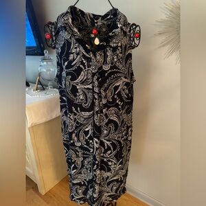 Navy blue and White Paisley Sleeveless Dress